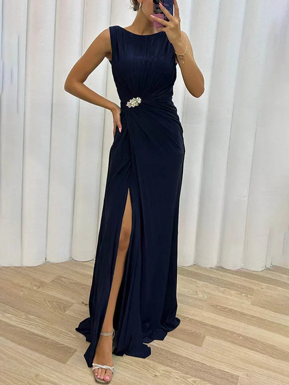 AURORA | Vestido de noche largo plisado