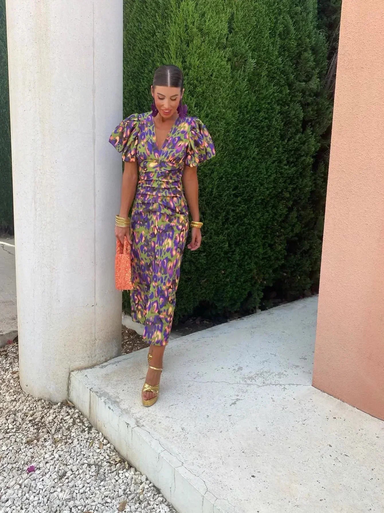LORENA | Vestido con mangas abullonadas
