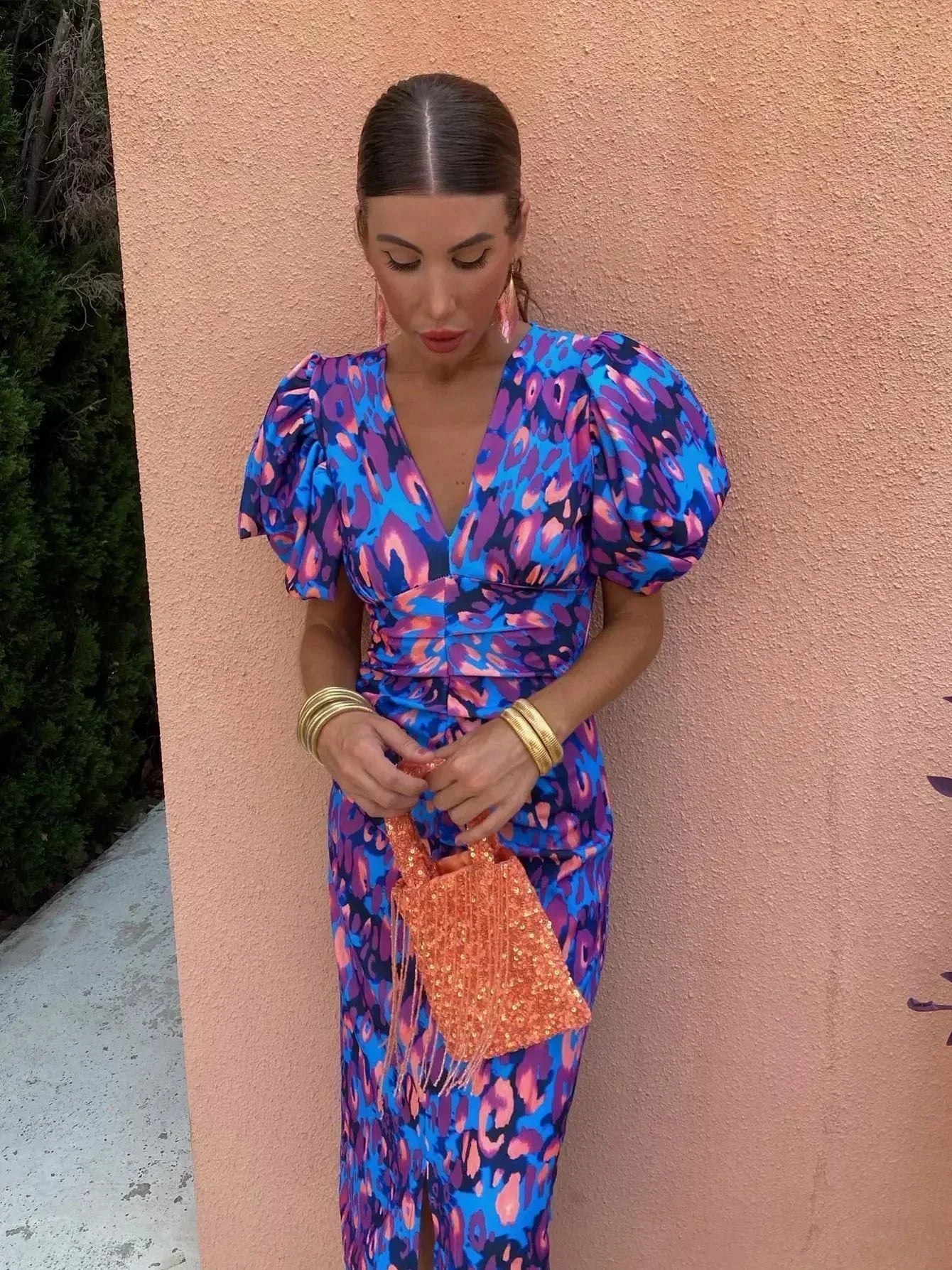 LORENA | Vestido con mangas abullonadas
