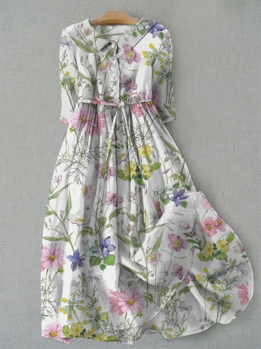 LUNA | Vestido veraniego con estampado floral y cinturón ajustable