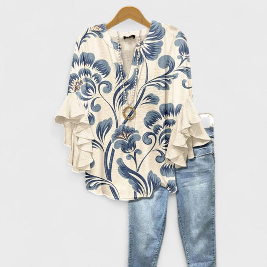 ISABELLA | Blusa con Flores Elegantes