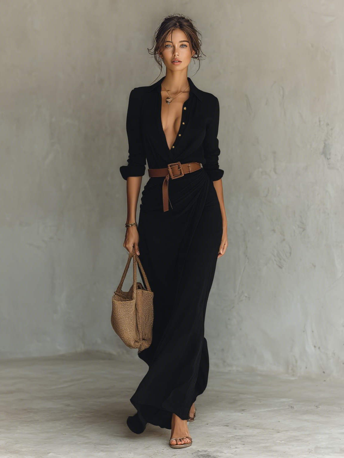 NORA | Vestido largo Con Cinturon incluido