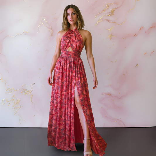 AITANA | Vestido largo cruzado con abertura elegante