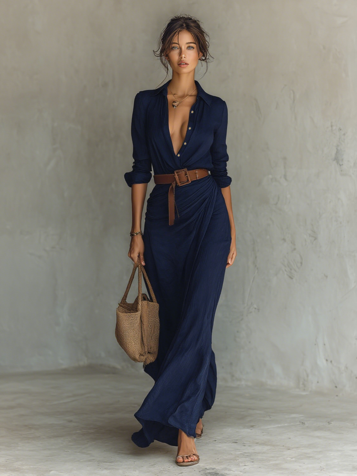 NORA | Vestido largo Con Cinturon incluido