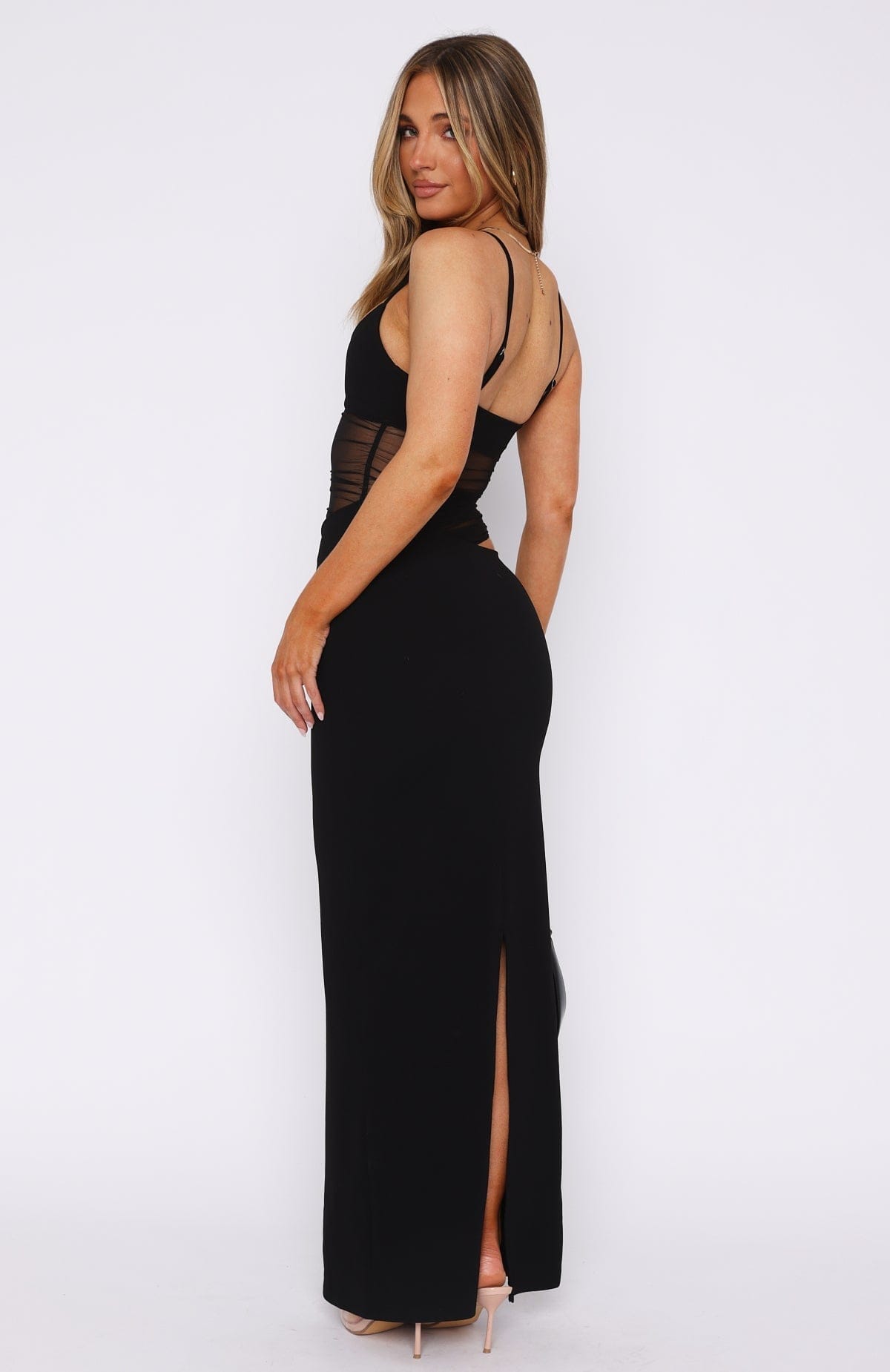 LUCIA | Vestido largo con transparencias