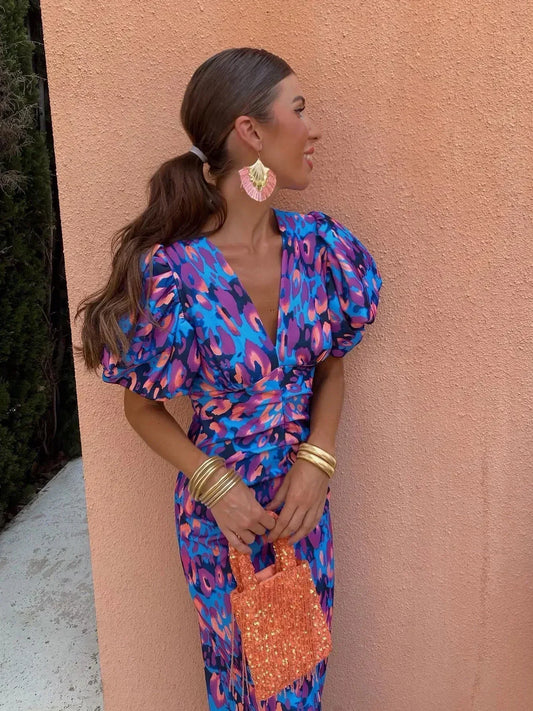 LORENA | Vestido con mangas abullonadas