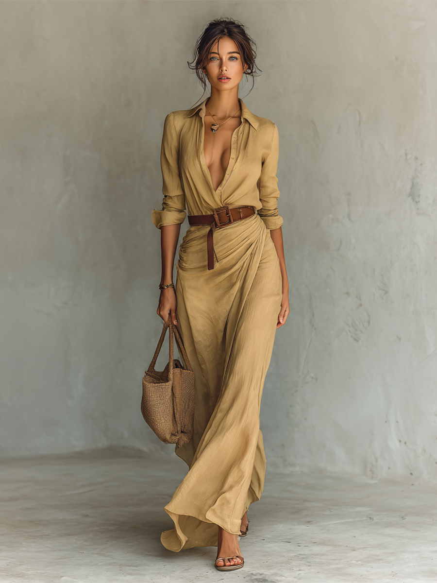 NORA | Vestido largo Con Cinturon incluido