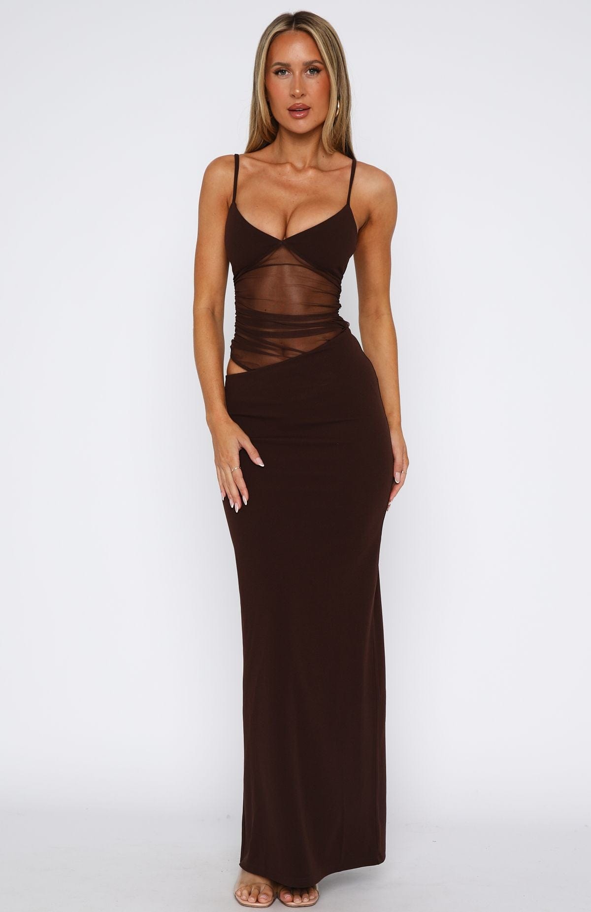 LUCIA | Vestido largo con transparencias