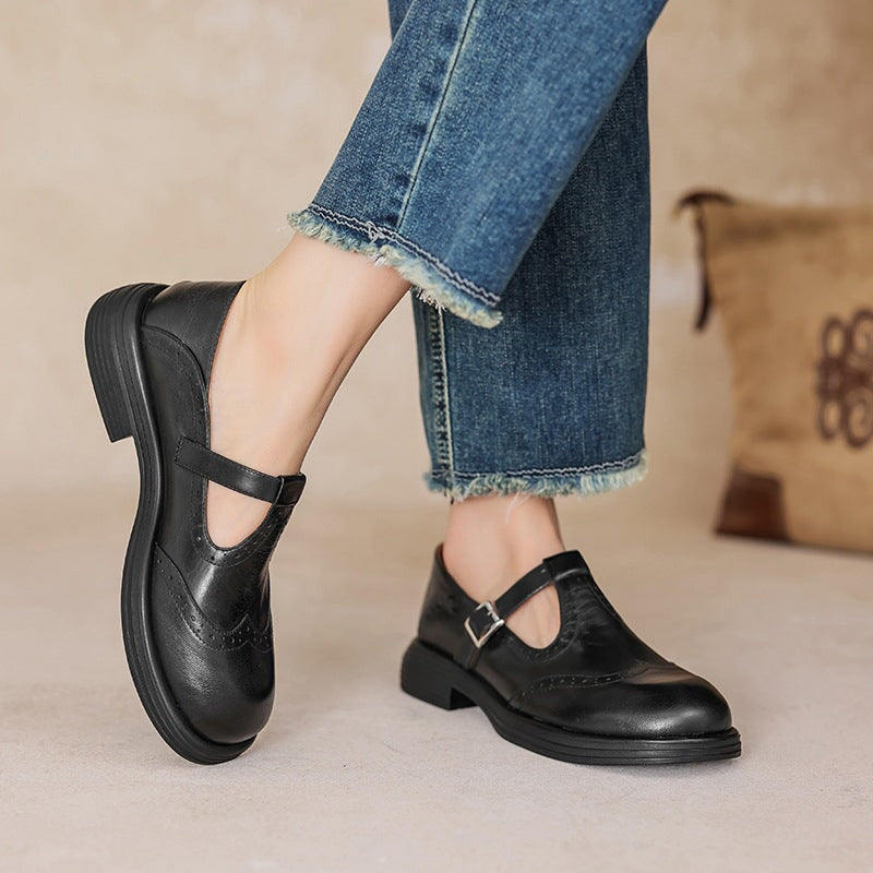 Elegantes Mary Janes de cuero