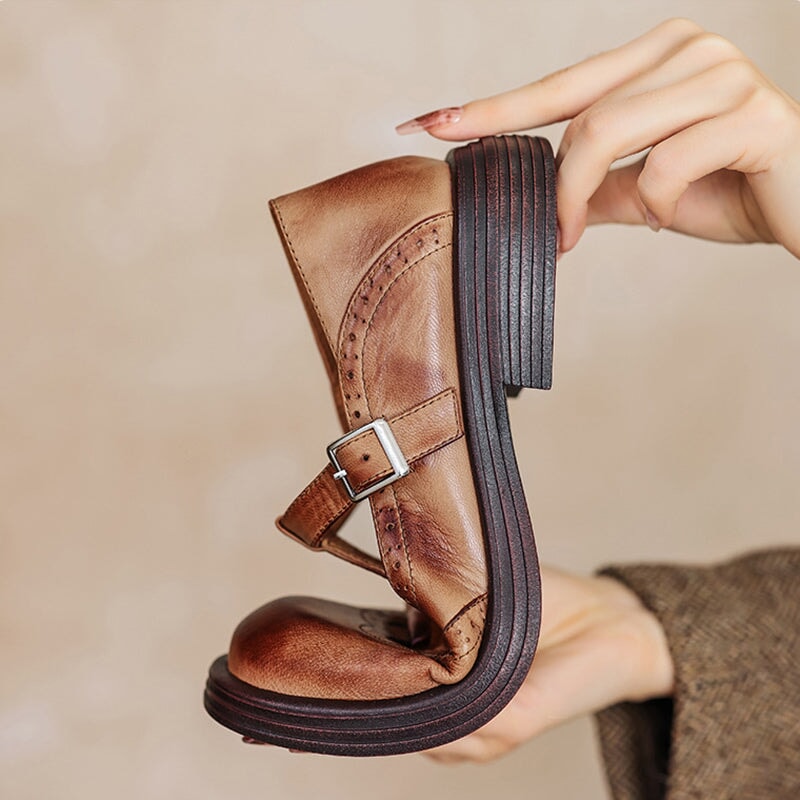 Elegantes Mary Janes de cuero