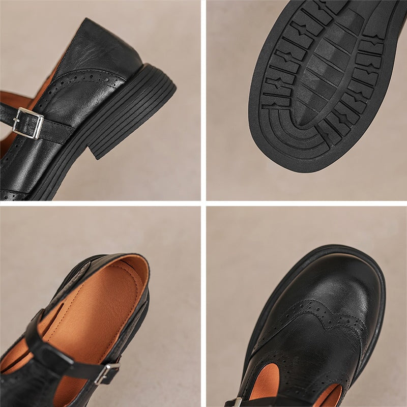 Elegantes Mary Janes de cuero