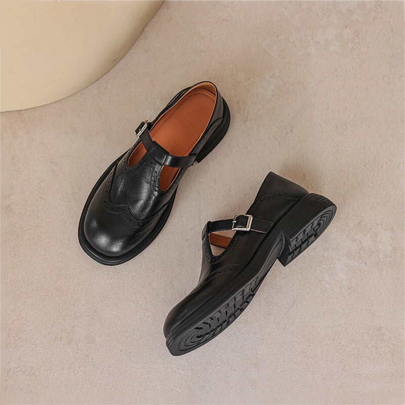 Elegantes Mary Janes de cuero