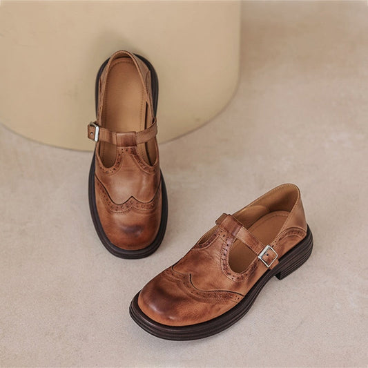Elegantes Mary Janes de cuero