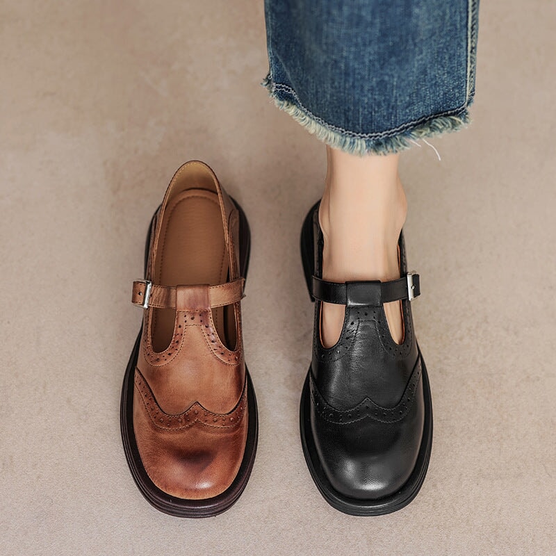 Elegantes Mary Janes de cuero